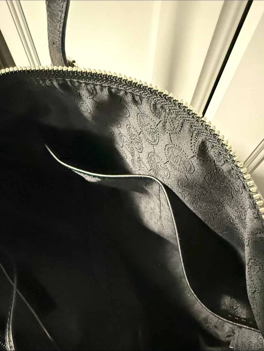 Michael Kors Black Logo Tote Bag- signature MK print; silver hardware